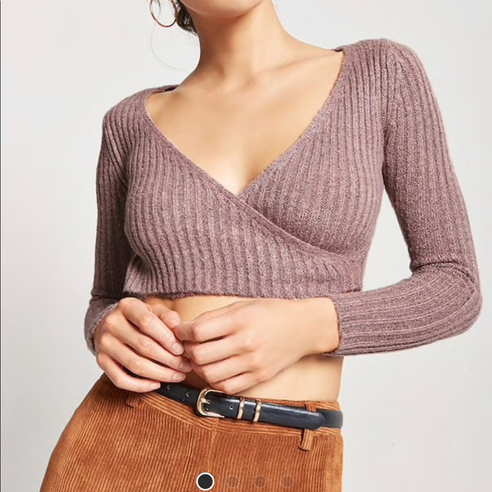 Forever 21 Ribbed surplice crop top